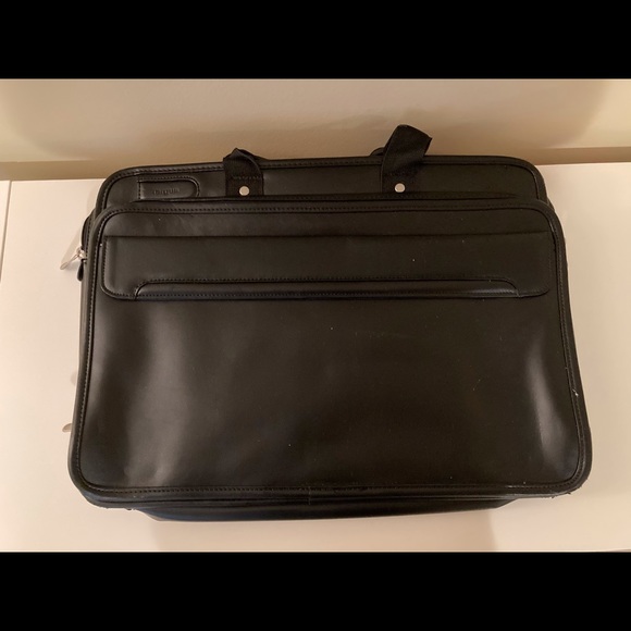 Large Black Leather Computer/Laptop Case - Picture 1 of 5